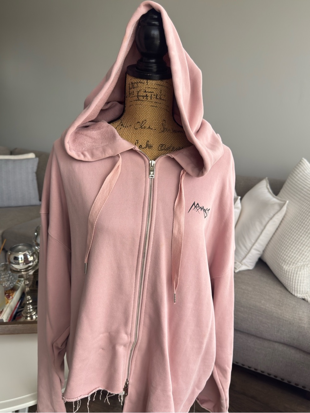 BTS ARMY Women's Dusty Pink Zip Hoodie with Hood and Drawstrings